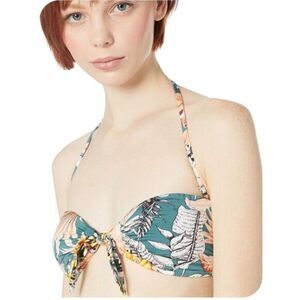 NEW‎ Bikini Lab Tropical bandeau bikini top, Teal, Medium